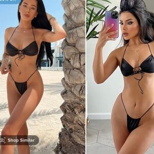 Fashion nova black thong bikini